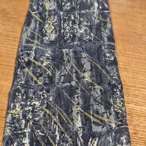 J Ferrar Mens Silk Tie Grey Gold Abstract Brushstroke Italian Printed Necktie